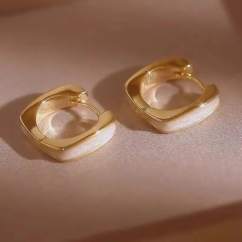 Birthstone Synthetic Claddagh Hoop Earrings - Boho Simple Style 14K Golden Plated