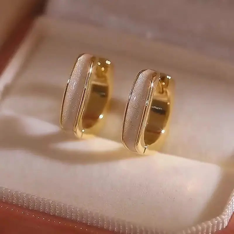 Birthstone Synthetic Claddagh Hoop Earrings - Boho Simple Style 14K Golden Plated