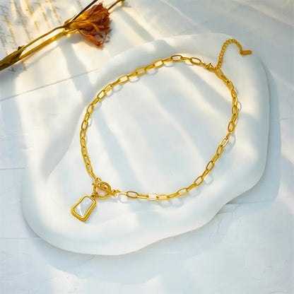 French Style Minimalist Golden-Tone Stainless Steel Square Imitation