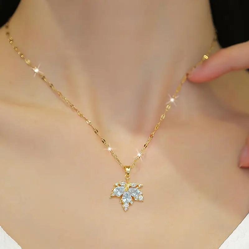 Set of Three Pieces Including Copper Inlaid Cubic Zirconia Maple
