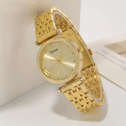 Elegant Round Face with Zinc Alloy Band & Sparkling Accents