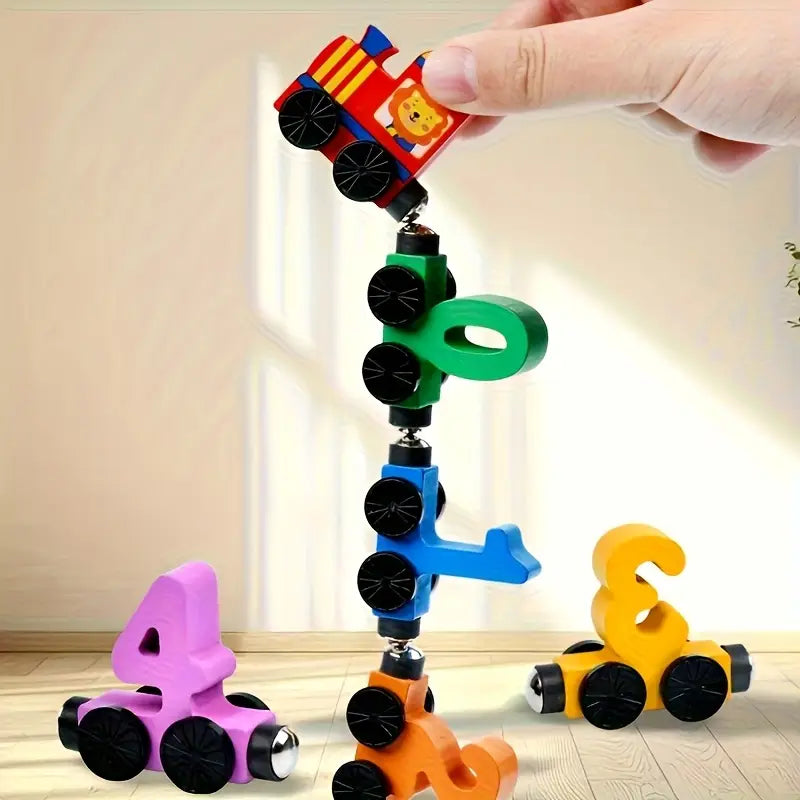 Magnetic digital train/Building block assembly car/Puzzle wooden toys