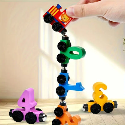 Magnetic digital train/Building block assembly car/Puzzle wooden toys