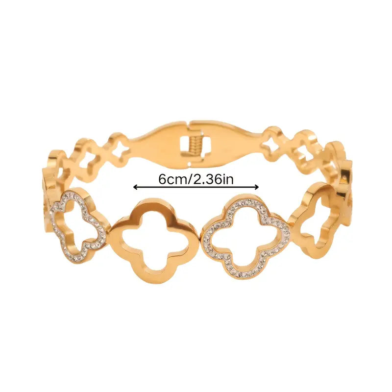 Stylish Stainless Steel Hollow Clover Bracelet, Suitable for Casual Attire