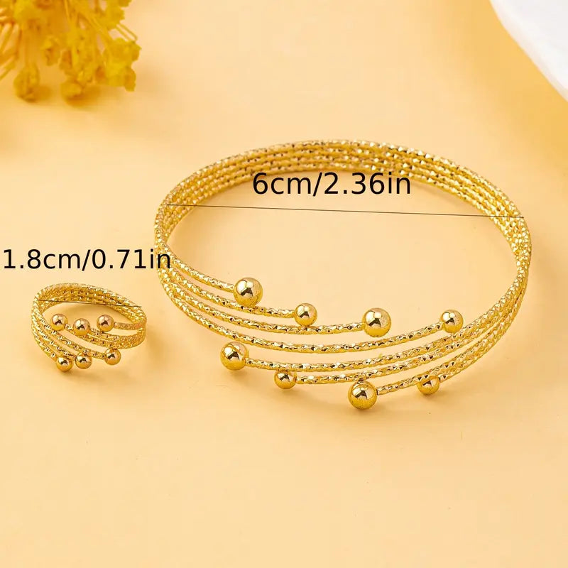 Chic Minimalist Beaded Women'S Bracelet and Ring Set