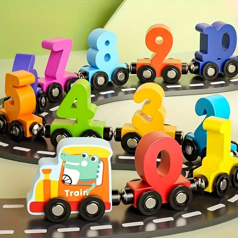 Magnetic digital train/Building block assembly car/Puzzle wooden toys