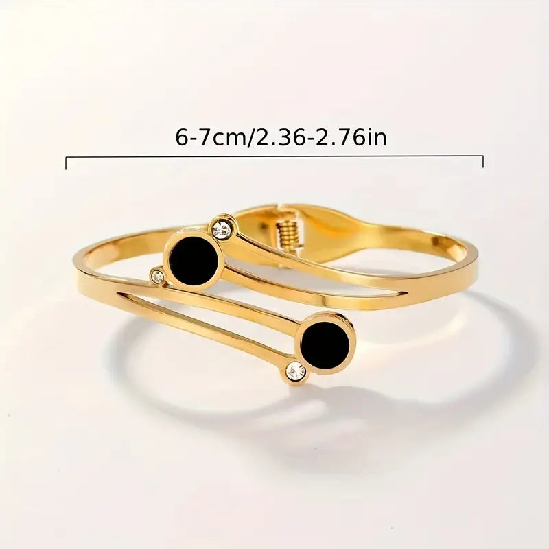 Stainless Steel Spring Open Bracelet - Classic Black, Durable & Tarnish-Resistant