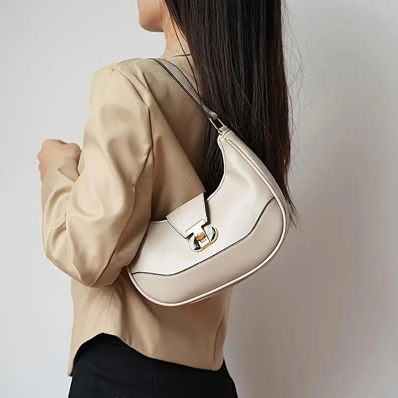 Elegant White Shoulder Tote Bag for Women, Lightweight Solid