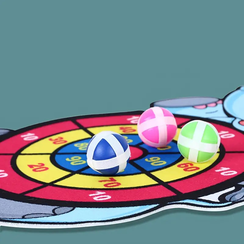 Sticky Ball Target Board with 6 Balls & Hook - Cartoon Animal Game