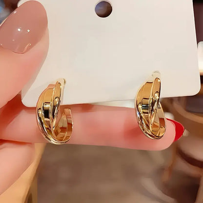 Stainless Steel Golden-Tone Hoop Earrings for Women - KC Golden Plated Anti-Fade