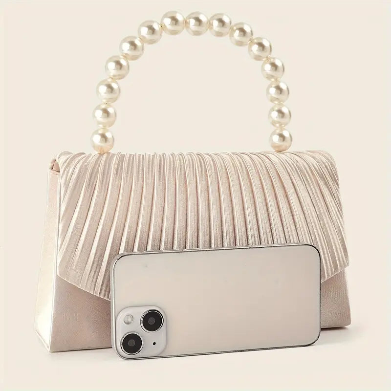 Elegant Apricot 3D Pleated -Embellished Clutch Purse for Women
