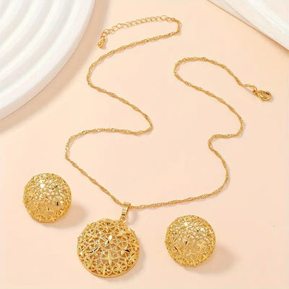 Middle Eastern Dubai Chic Hollow-Out Sparkling Star Women's Jewelry Set