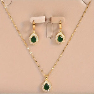 Golden Stainless Steel Cubic Synthetic Zirconia Golden Plated Created