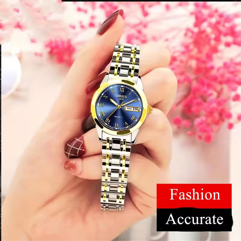 This Women'S Watch Features a Unique And Elegant Design