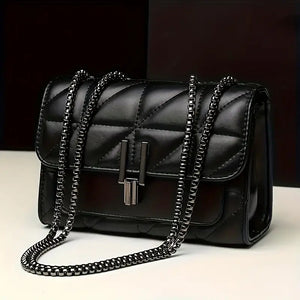 Stylish Black Mini Plaid Crossbody Bag with Adjustable Strap