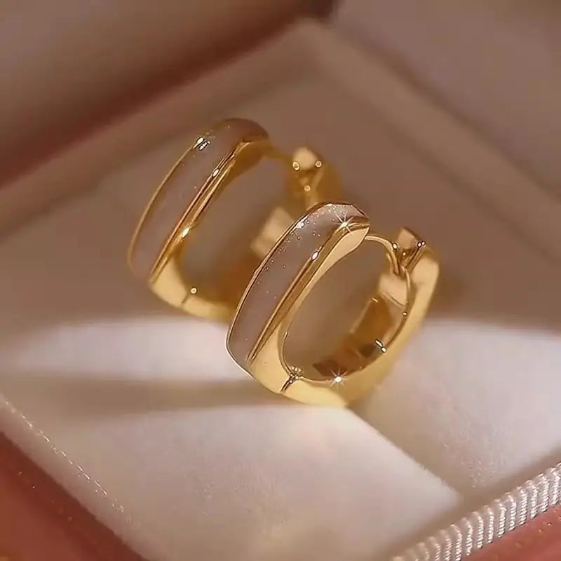 Birthstone Synthetic Claddagh Hoop Earrings - Boho Simple Style 14K Golden Plated