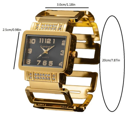 Quartz Wristwatch, Vintage Rectangular Alloy Case, Analog Display