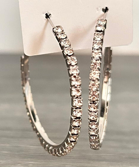 Water Drop Rhinestone Exaggerated Large Hoop Earrings