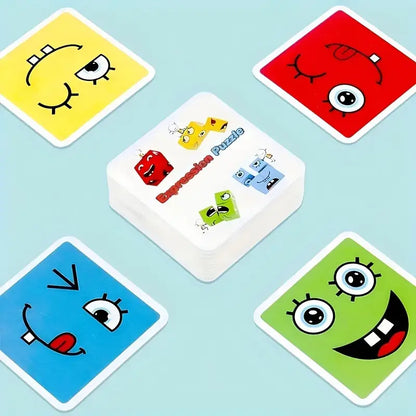 Desktop Battle Game Wooden joyful Face Pattern Building Blocks Puzzle Toy