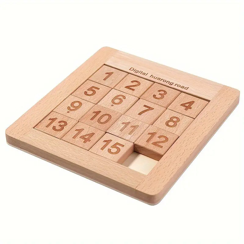 Wooden Brain Teaser Toy for Youngsters, Colorful Huarong Road Number Maze