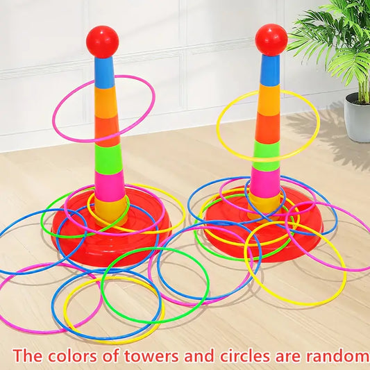 Colorful Rainbow Ring Toss Game for Kids - Interactive Indoor/Outdoor Toy