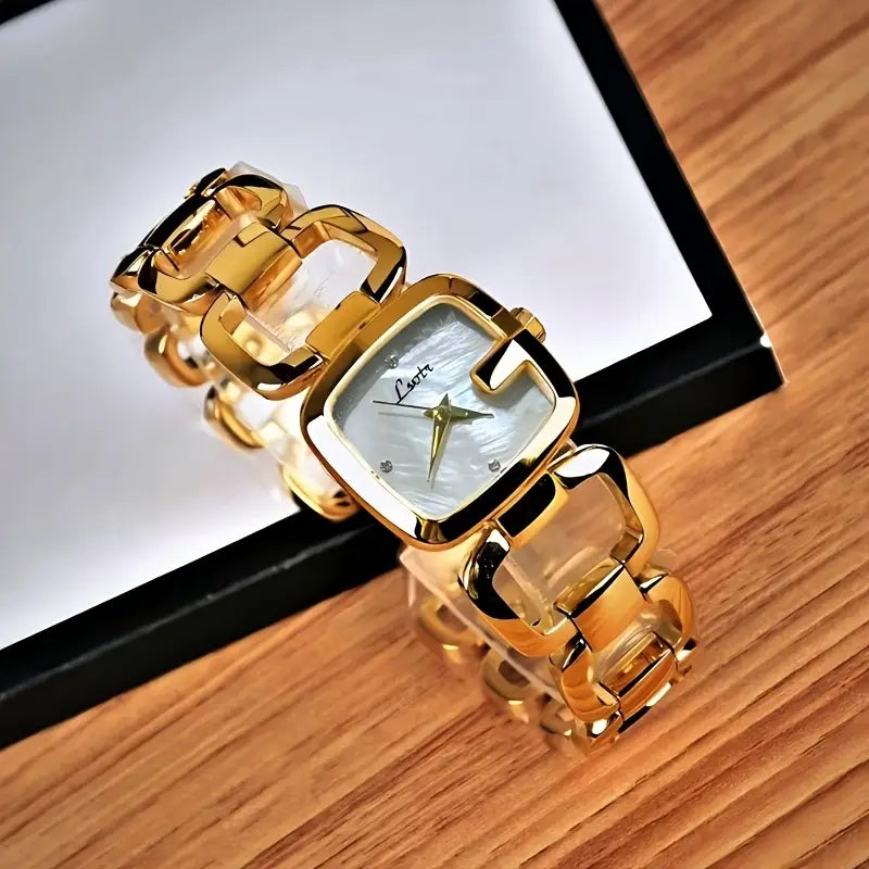 Quartz Women'S Watch with Rhinestone Accents and Mother-of-Pearl Dial