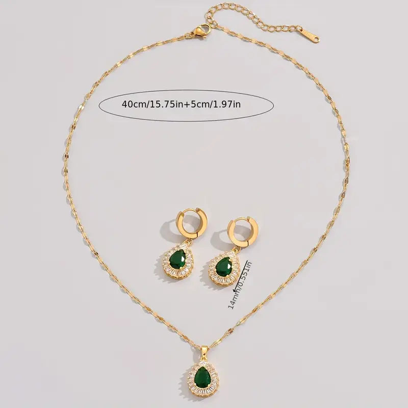 Golden Stainless Steel Cubic Synthetic Zirconia Golden Plated Created