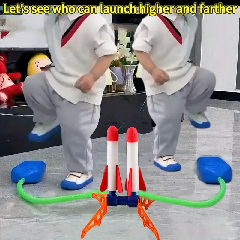 Interactive Outdoor Rocket Launch Toy Set - Manual Stepping Rocket