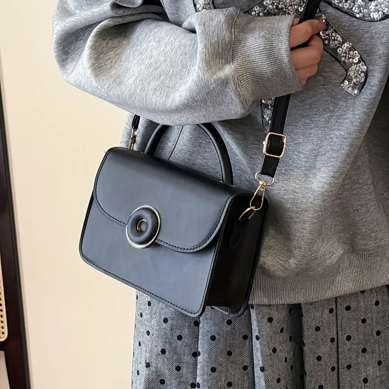Crossbody Bag with Adjustable/ Detachable Strap - Minimalist Square Purse