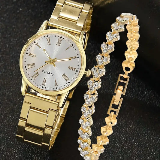 Fashion Senior Trend Exquisite Simple Pattern Quartz Watch Bracelet Set