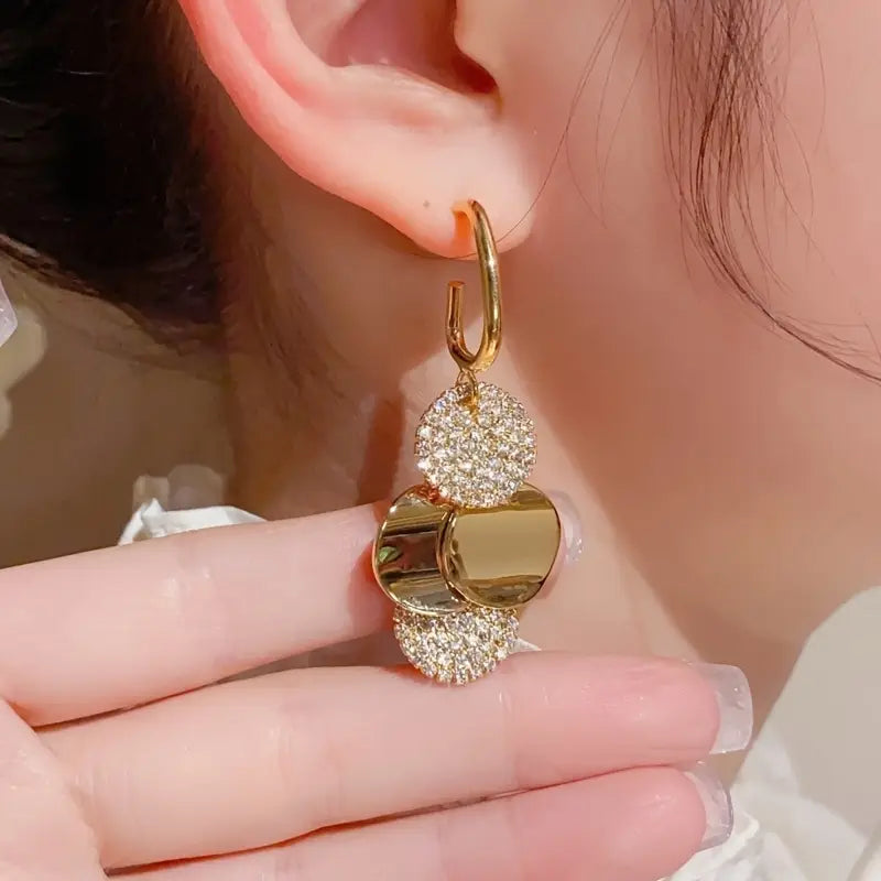Boho-Chic Long Tassel Earrings with Sparkling Rhinestones