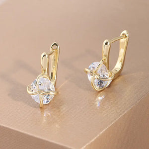 Elegant Twisted Knot Design Hoop Earrings with Sparkling Zirconia
