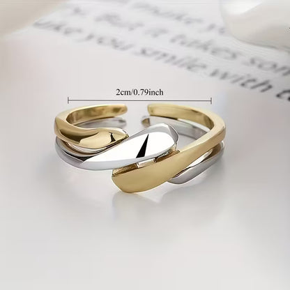 A Stylish And Minimalist Two-Tone Wrap Ring with an Adjustable Opening