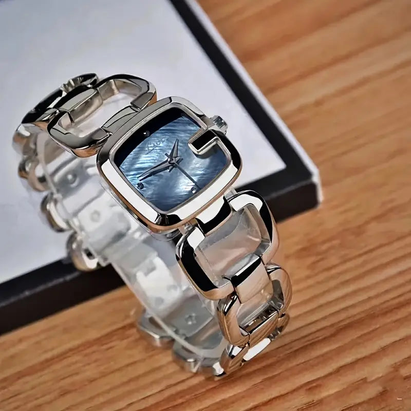 Quartz Women'S Watch with Rhinestone Accents and Mother-of-Pearl Dial
