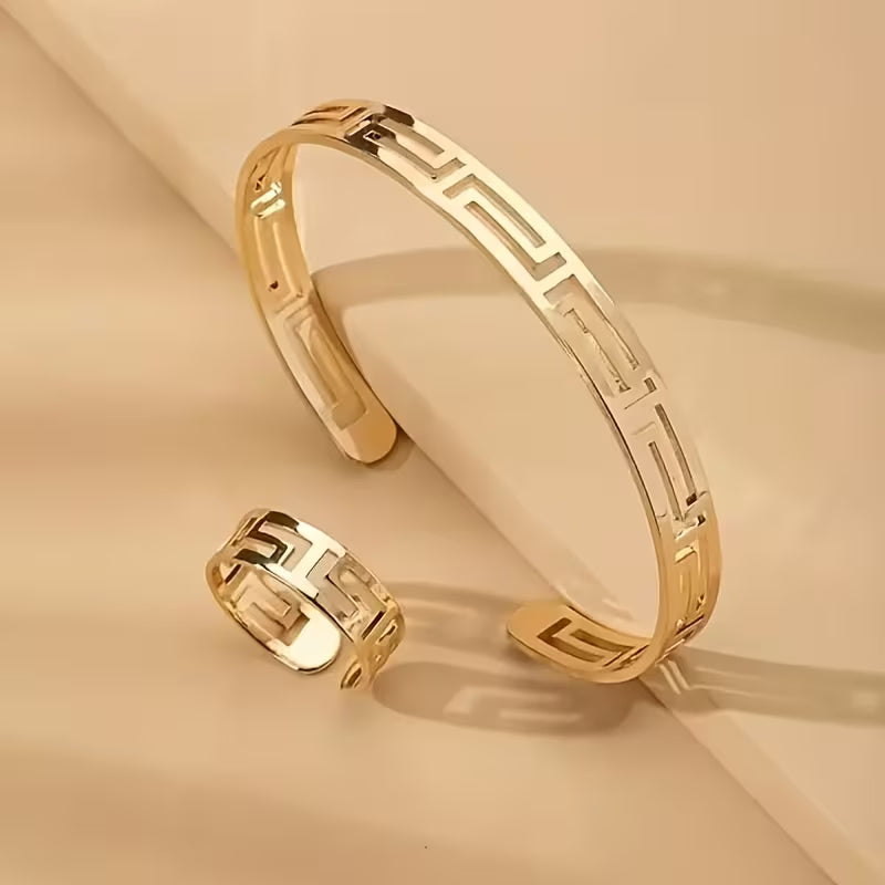 Bangel Cuff And Ring As One Set Jewelry Accessary