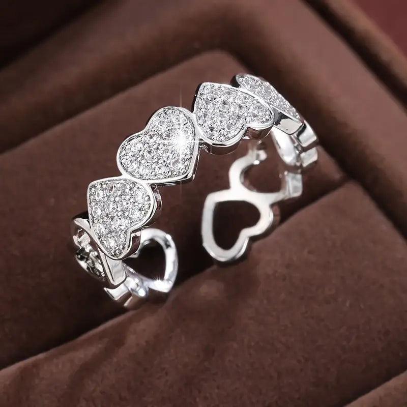 Heart-Shaped Cubic Synthetic Zirconia Ring for Women
