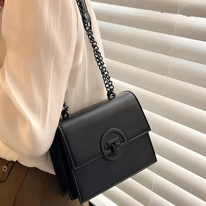 Designer-Inspired Mini Square Bag, with Metal Chain & Solid Color