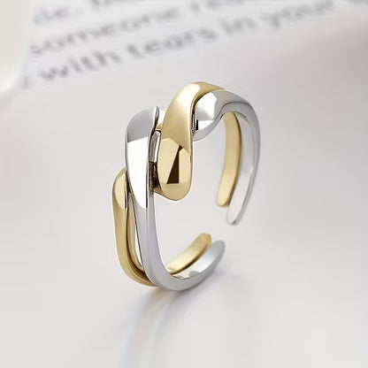 A Stylish And Minimalist Two-Tone Wrap Ring with an Adjustable Opening