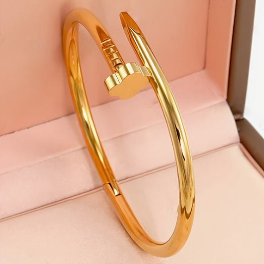 1pc of Simple and Stylish Stainless Steel Flower Bangle