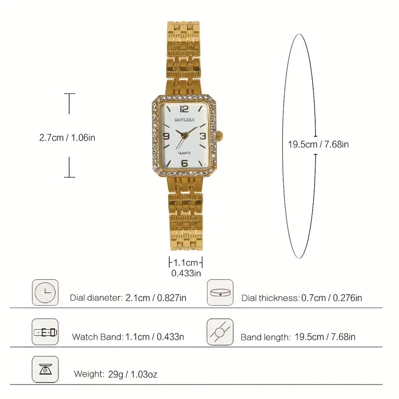 2pcs luxury Golden Women's watch set with bracelet and bangle