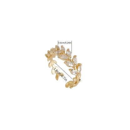 Chic Adjustable Leaf Ring with Sparkling Cubic Zirconia