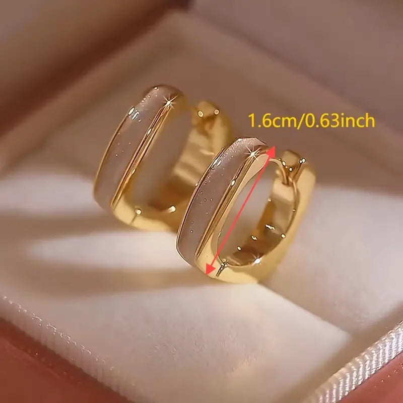 Birthstone Synthetic Claddagh Hoop Earrings - Boho Simple Style 14K Golden Plated