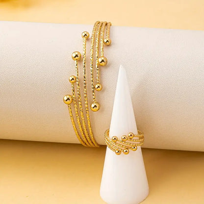 Chic Minimalist Beaded Women'S Bracelet and Ring Set