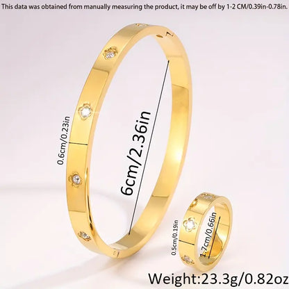 Light Luxury Stainless Steel Bangle Bracelets with Cubic Zirconia Stones