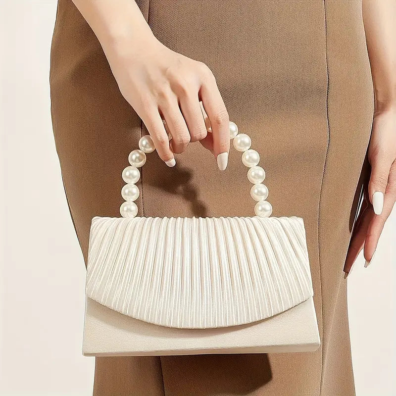 Elegant Apricot 3D Pleated -Embellished Clutch Purse for Women
