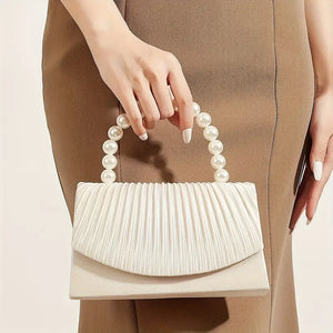 Elegant Apricot 3D Pleated -Embellished Clutch Purse for Women