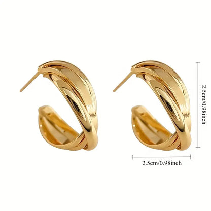 Stainless Steel Golden-Tone Hoop Earrings for Women - KC Golden Plated Anti-Fade