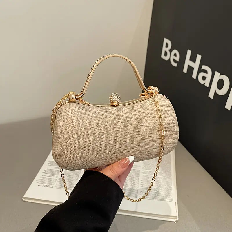 Rhinestone Shoulder Bag for Evening Events a Glossy Chain