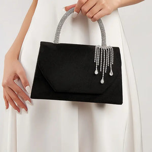Rhinestone-Embellished Clutch with Detachable Straps