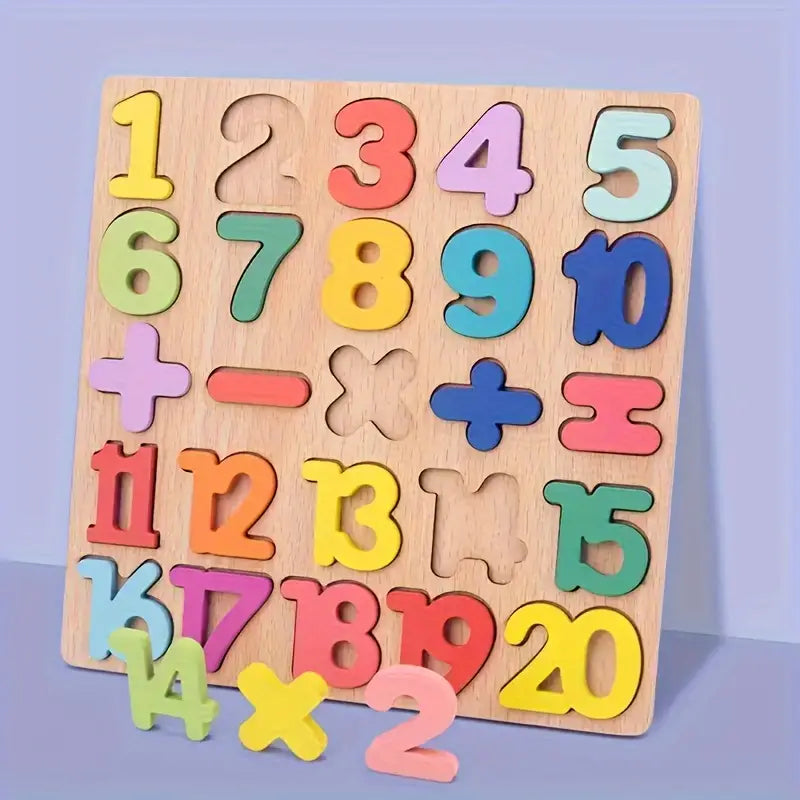 Puzzle Wooden Puzzle Set, Alphabet Puzzle, Number Puzzle, Shape ABC Puzzle
